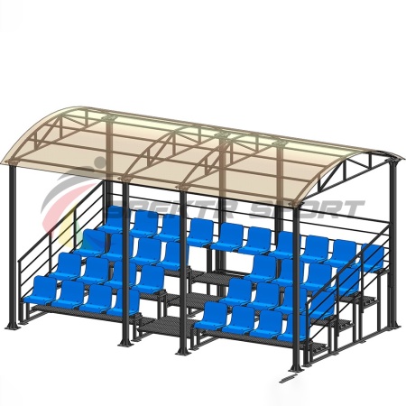 Купить Трибуна для зрителей 4 ряда на 34 места с навесом и перилами в Анадыре 